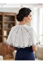 Hand Knitted Rose Detailed Shoulder Shawl - Cape - White Handmade Knitwear Shawl - 2