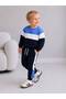 Boys' Crew Neck Color Block Sweatshirt and Pants Top and Bottom Set - 4