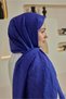 Waterway Jacquard Shawl Navy Blue - Viscose Shiny Stylish Daily and Special Occasion Shawl - 2