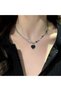 Xuping Black Heart Star Detailed Silver Color Steel Necklace – Tarnish Resistant Double Layer Gothic Women's Necklace