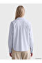 Özmarka New Season Blue Oversize Poplin Women's Shirt - 4