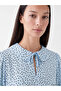 Ozmarka New Season Blue Tie-Neck Polka Dot Ruffle Blouse - 3