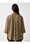 Özmarka New Season Khaki Oversize Women's Shirt - 4