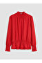 Vizyon New Season Red Judge Collar Gathered Blouse - 5