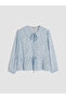 Ozmarka New Season Blue Tie-Neck Polka Dot Ruffle Blouse - 5