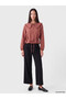 Brown Bebe Collar Plaid Women's Shirt - 2