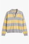 Yellow Block Striped Polo Collar Sweater
