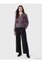 Anthracite Crew Neck Diamond Patterned Women's Knitwear Cardigan - 2