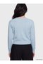 Vizyon New Season Blue Crew Neck Long Sleeve Women's Knitwear Cardigan - 4