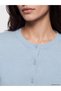 Vizyon New Season Blue Crew Neck Long Sleeve Women's Knitwear Cardigan - 3