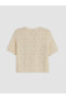 Vizyon New Season Ecru Crew Neck Openwork Women's Knitwear Cardigan - 6