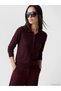Lcwaikiki Classic Claret Red Polo Collar Women's Knitwear Sweater