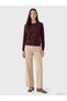 Ozmarka New Season Burgundy Crew Neck Women's Knitwear Cardigan - 2