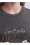 Peak New Season Anthracite Printed 100% Cotton Women's T-Shirt - 3