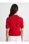 Ozmarka New Season Red Polo Collar Women's Knitwear Sweater - 4