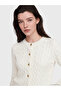 Özmarka New Season Ecru Hair Braid Patterned Women's Knitwear Cardigan