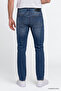 Men's Navy Blue Cotton Comfort Fit Relaxed Cut 5-Pocket Flexible Comfortable Jean Denim Trousers - 4