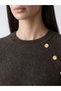 Vizyon New Season Brown Crew Neck Button Detailed Women's Knitwear Sweater - 3
