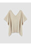 Lcw Curve Beige V-Neck Plus Size Women's Knitwear Sweater - 5