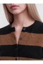 Vizyon New Season Brown Crew Neck Striped Women's Knitwear Cardigan - 3