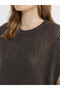 Ozmarka New Season Brown Crew Neck Openwork Women's Knitwear Sweater - 3