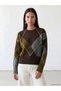 Özmarka New Season Brown Diamond Patterned Women's Knitwear Sweater