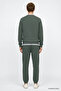 Men's Green Cotton Standard Fit Regular Cut Crew Neck Skinny Leg Sweatpants Set - 5