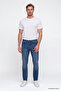 Men's Navy Blue Cotton Comfort Fit Relaxed Cut 5-Pocket Flexible Comfortable Jean Denim Trousers - 3