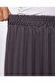 Gray Pleated Women's Long Crepe Skirt with Elastic Waist, Pleated, Comfortable - 3