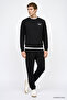 Men's Navy Blue Cotton Standard Fit Regular Cut Crew Neck Skinny Leg Sweatpants Set - 4