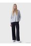 Özmarka New Season Gray V-Neck Oversize Women's Knitwear Sweater