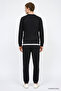 Men's Navy Blue Cotton Standard Fit Regular Cut Crew Neck Skinny Leg Sweatpants Set - 5