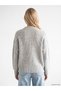 Vizyon New Season Gray Crew Neck Oversize Women's Knitwear Sweater - 4