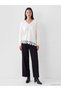 Ozmarka New Season White V-Neck Lace Detailed Women's Oversize Knitwear Sweater - 2