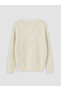 Ozmarka New Season White Crew Neck Diamond Patterned Women's Knitwear Sweater - 7