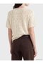 Vizyon New Season Ecru Crew Neck Openwork Women's Knitwear Cardigan - 4