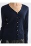 Ozmarka New Season Navy Blue V-Neck Women's Knitwear Cardigan - 3