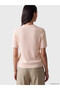 Vizyon New Season Pink Crew Neck Patterned Women's Knitwear Cardigan - 4