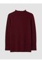 Nevavm Lcw Grace Burgundy Ruffled High Neck Women's Knitwear Sweater with Difference - 8