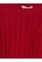 Ozmarka New Season Burgundy Crew Neck Patterned Women's Knitwear Sweater - 2