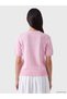 Vizyon New Season Pink Crew Neck Women's Knitwear Cardigan - 4
