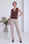 Women's Sleeveless Knitwear Buttoned V-Neck Classic Vest White, Black, Brown, Green - 5
