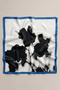 Ecru Blue Ink Flower Pattern Scarf Bandana 50X50 cm