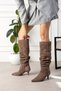 Greta Women's Genuine Leather Pleated Zipperless Mink Boots