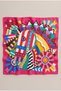 Fuchsia Colored Geometric Horse Pattern Scarf Bandana 50X50 cm