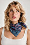 Navy Blue Fuchsia Slogan Wave Pattern Scarf Bandana 50X50 cm - 2