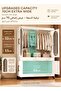 70cm Extra Wide Foldable Plastic Wardrobe - No-Assembly Portable Closet Organizer with Wheels for Ba - 3