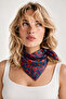 Navy Blue Red Night Flowers Pattern Scarf Bandana 50X50 cm - 2