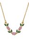 Women's Zircon Stone Tulip Flower Necklace Gold Color with Steel Chain Elegant Stylish Design Gift