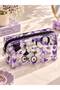 Purple Patterned Transparent Makeup Bag - 3